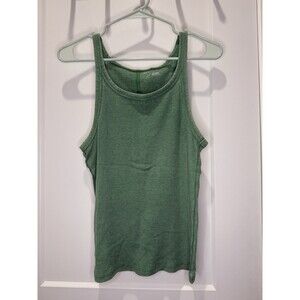 Women’s Aerie No BS Ribbed Green Tank Top Large Sleeveless Scoop neck Casual
